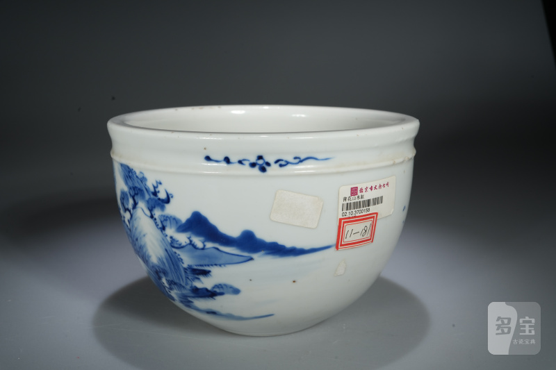 清中期 青花山水人物缸 - 图3